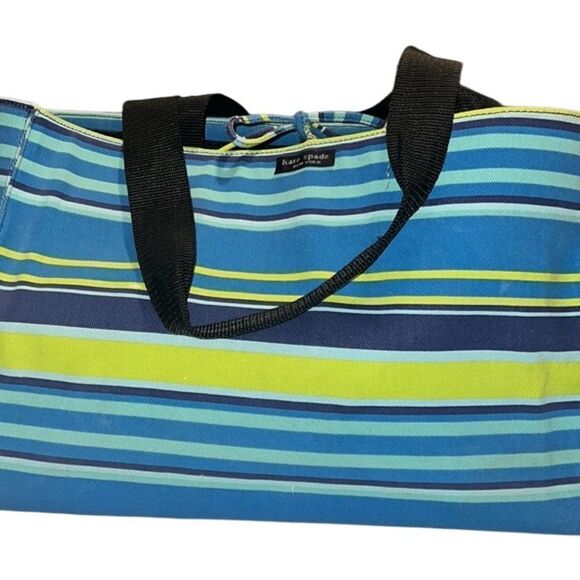Kate Spade Blue and Yellow Structured Three Sections Large Tote - Picture 2 of 13